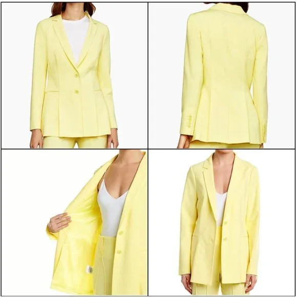 *NEW WITH TAGS* BCBGMaxAzria Pleated Peplum Limelight Yellow Blazer/Jacket XXS - Picture 4 of 16